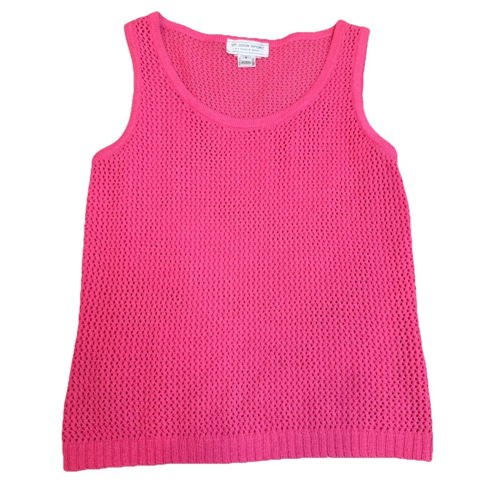 St. John Sport Women’s Pink Open Knit Sleeveless Sweater Tank Size P